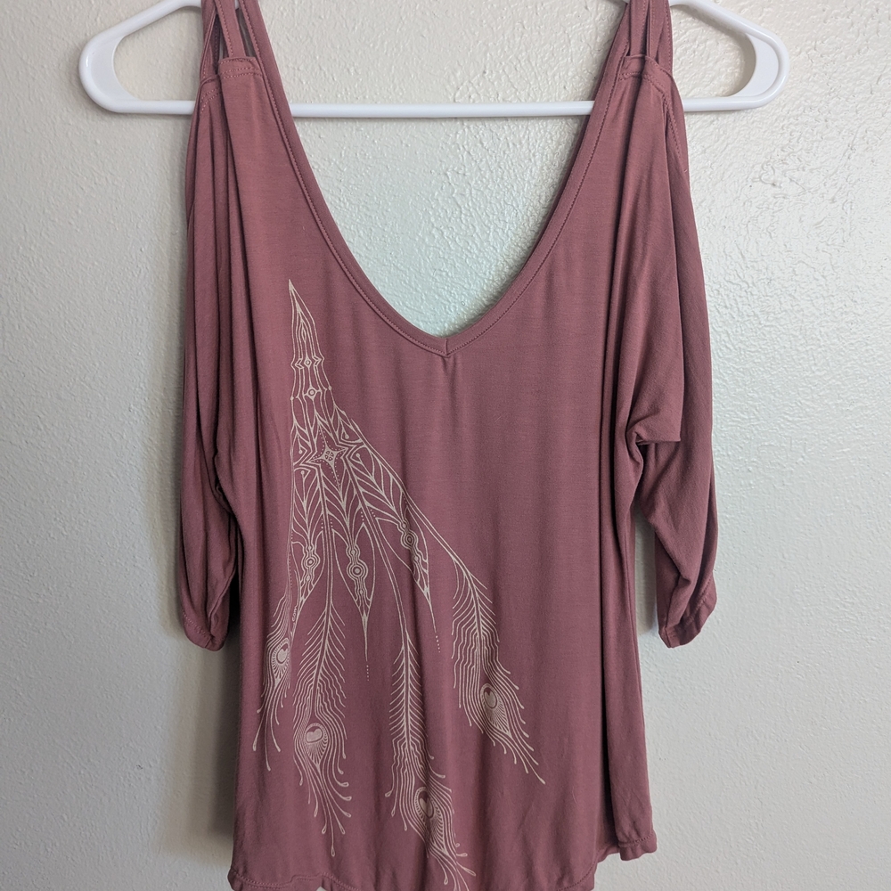 Leom Designs Open Shoulder Top in Dusty Rose